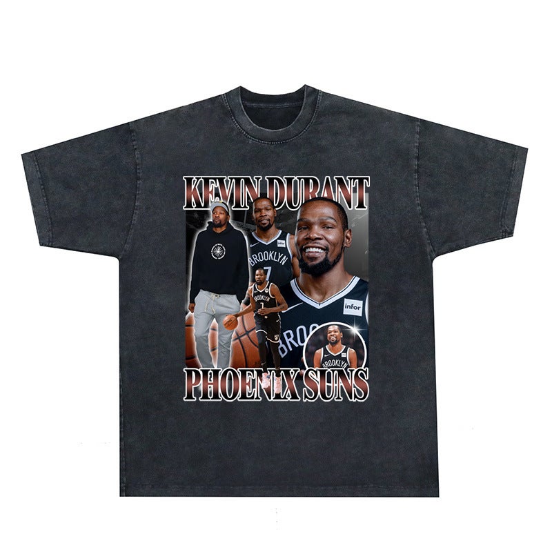 Bf Style Retro American High Street Leisure Washed T-Shirt Figure Leisure Printing - Image 4